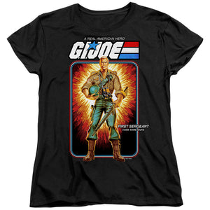 AN OFFCIALLY LICENSED G.I. JOE DUKE CARD WOMEN'S REGULAR FIT T-SHIRT BLACK