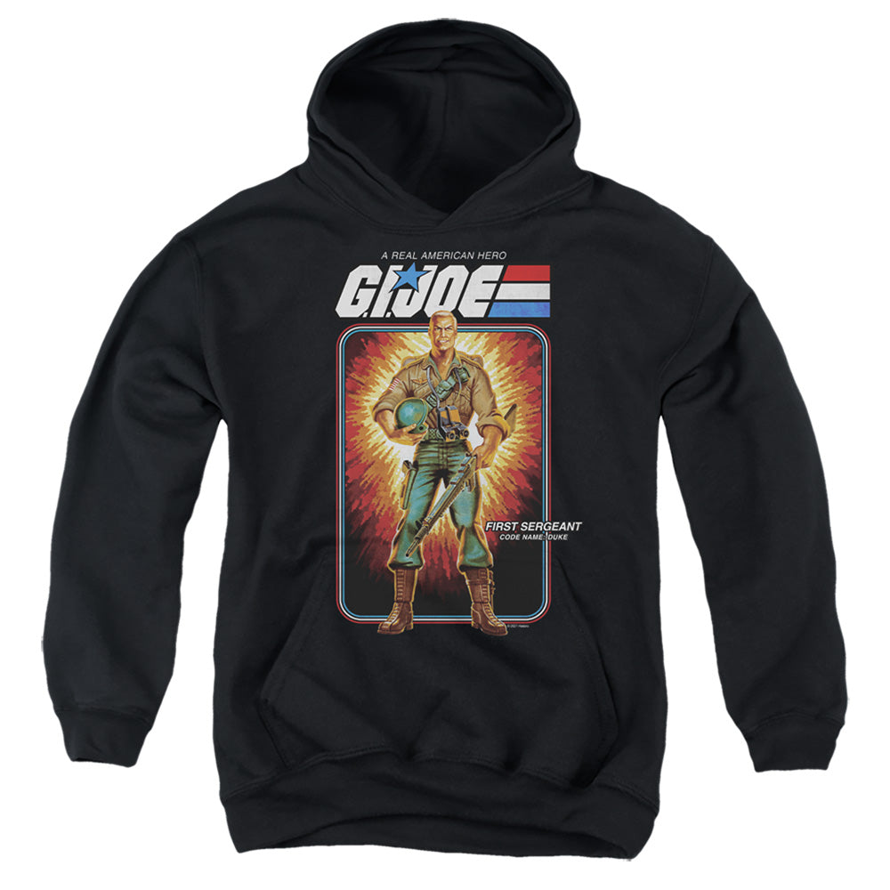 AN OFFCIALLY LICENSED G.I. JOE DUKE CARD YOUTH HOODIE BLACK