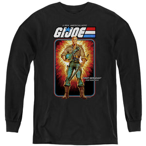 AN OFFCIALLY LICENSED G.I. JOE DUKE CARD YOUTH LONG SLEEVE T-SHIRT BLACK