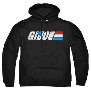 AN OFFCIALLY LICENSED G.I. JOE DISTRESSED LOGO ADULT UNISEX PULLOVER HOODIE BLACK
