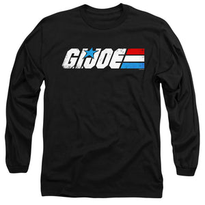 AN OFFCIALLY LICENSED G.I. JOE DISTRESSED LOGO MEN'S LONG SLEEVE T-SHIRT BLACK