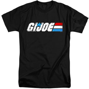 AN OFFCIALLY LICENSED G.I. JOE DISTRESSED LOGO MEN'S TALL FIT T-SHIRT BLACK