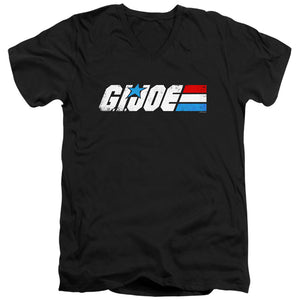 AN OFFCIALLY LICENSED G.I. JOE DISTRESSED LOGO MEN'S V-NECK T-SHIRT BLACK