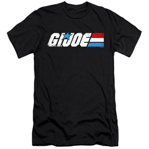 AN OFFCIALLY LICENSED G.I. JOE DISTRESSED LOGO MEN'S PREMIUM SLIM FIT T-SHIRT BLACK