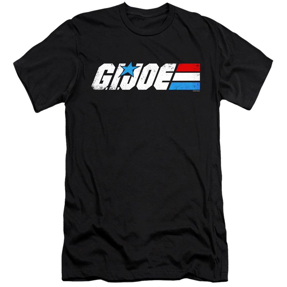 AN OFFCIALLY LICENSED G.I. JOE DISTRESSED LOGO MEN'S PREMIUM SLIM FIT T-SHIRT BLACK