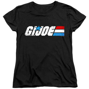 AN OFFCIALLY LICENSED G.I. JOE DISTRESSED LOGO WOMEN'S REGULAR FIT T-SHIRT BLACK