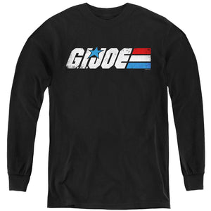 AN OFFCIALLY LICENSED G.I. JOE DISTRESSED LOGO YOUTH LONG SLEEVE T-SHIRT BLACK
