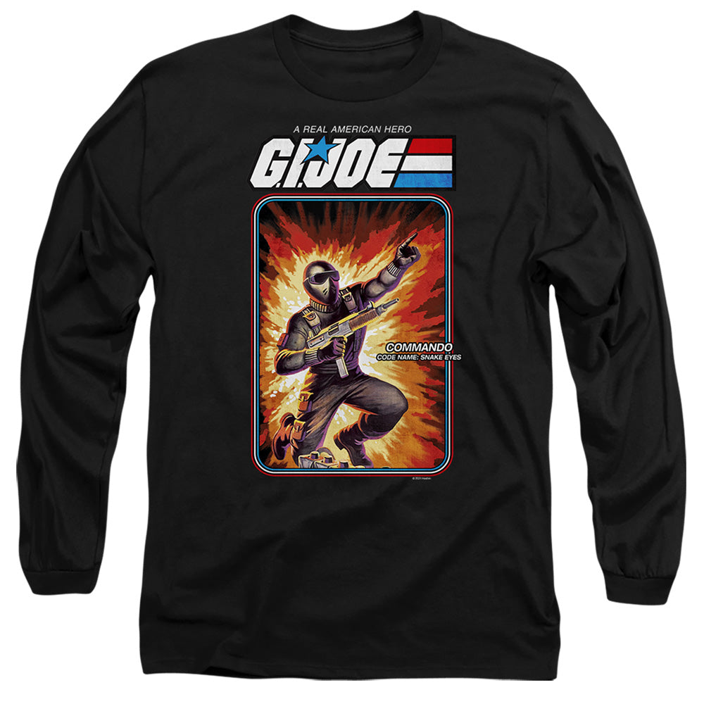 AN OFFCIALLY LICENSED G.I. JOE SNAKE EYES CARD MEN'S LONG SLEEVE T-SHIRT BLACK