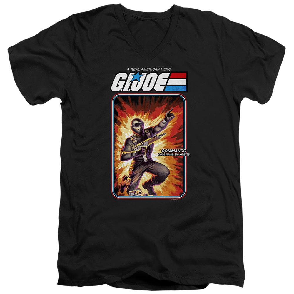 AN OFFCIALLY LICENSED G.I. JOE SNAKE EYES CARD MEN'S V-NECK T-SHIRT BLACK