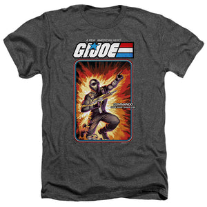 AN OFFCIALLY LICENSED G.I. JOE SNAKE EYES CARD MEN'S HEATHER T-SHIRT CHARCOAL