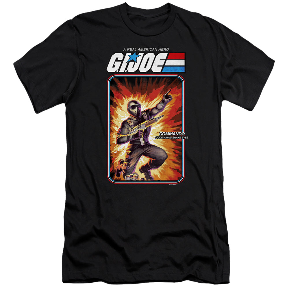 AN OFFCIALLY LICENSED G.I. JOE SNAKE EYES CARD MEN'S PREMIUM SLIM FIT T-SHIRT BLACK