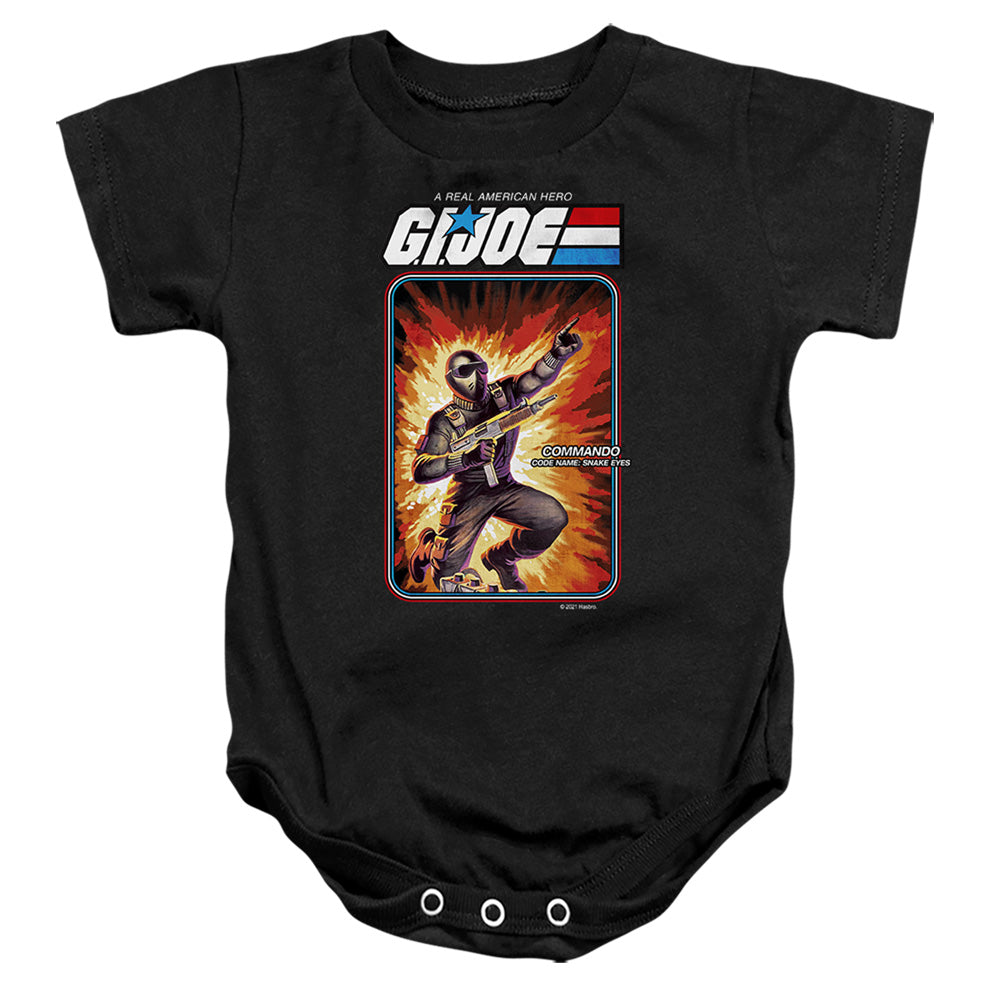 AN OFFCIALLY LICENSED G.I. JOE SNAKE EYES CARD BABY BODYSUIT BLACK
