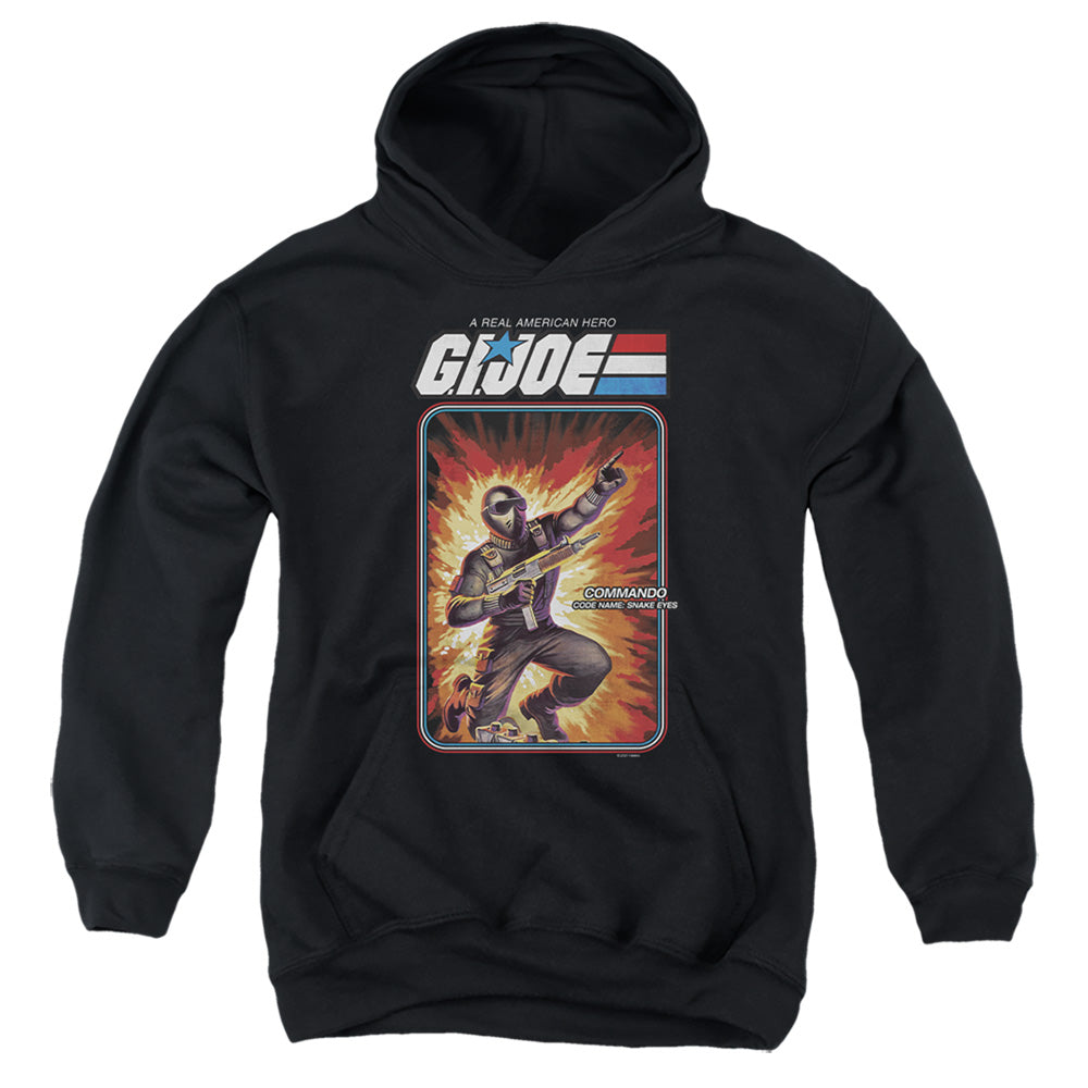 AN OFFCIALLY LICENSED G.I. JOE SNAKE EYES CARD YOUTH HOODIE BLACK