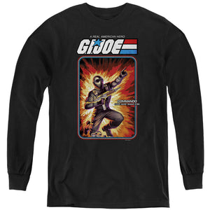 AN OFFCIALLY LICENSED G.I. JOE SNAKE EYES CARD YOUTH LONG SLEEVE T-SHIRT BLACK