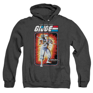 AN OFFCIALLY LICENSED G.I. JOE STORM SHADOW CARD ADULT UNISEX HEATHER PULLOVER HOODIE BLACK