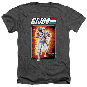 AN OFFCIALLY LICENSED G.I. JOE STORM SHADOW CARD MEN'S HEATHER T-SHIRT CHARCOAL