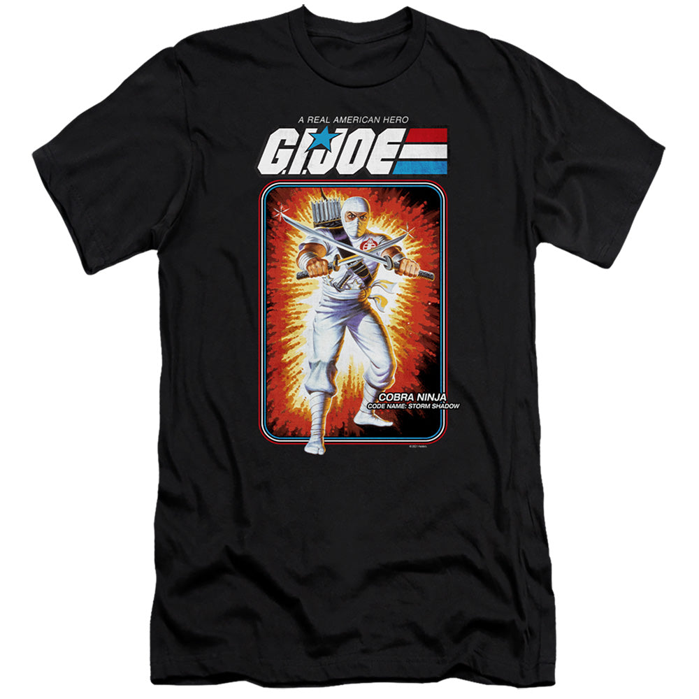 AN OFFCIALLY LICENSED G.I. JOE STORM SHADOW CARD MEN'S PREMIUM SLIM FIT T-SHIRT BLACK