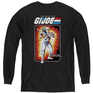 AN OFFCIALLY LICENSED G.I. JOE STORM SHADOW CARD YOUTH LONG SLEEVE T-SHIRT BLACK