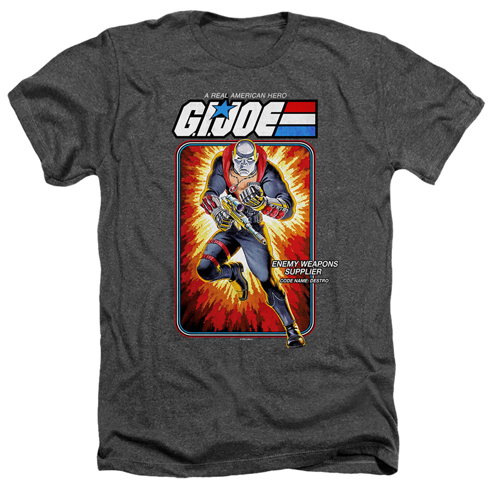 AN OFFCIALLY LICENSED G.I. JOE DESTRO CARD MEN'S HEATHER T-SHIRT CHARCOAL