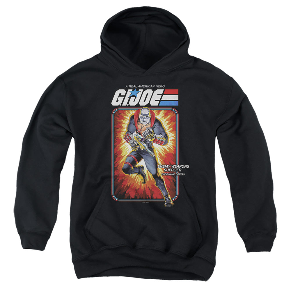 AN OFFCIALLY LICENSED G.I. JOE DESTRO CARD YOUTH HOODIE BLACK