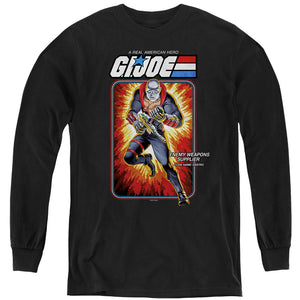 AN OFFCIALLY LICENSED G.I. JOE DESTRO CARD YOUTH LONG SLEEVE T-SHIRT BLACK