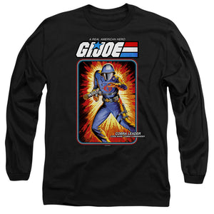 AN OFFCIALLY LICENSED G.I. JOE COBRA COMMANDER CARD MEN'S LONG SLEEVE T-SHIRT BLACK
