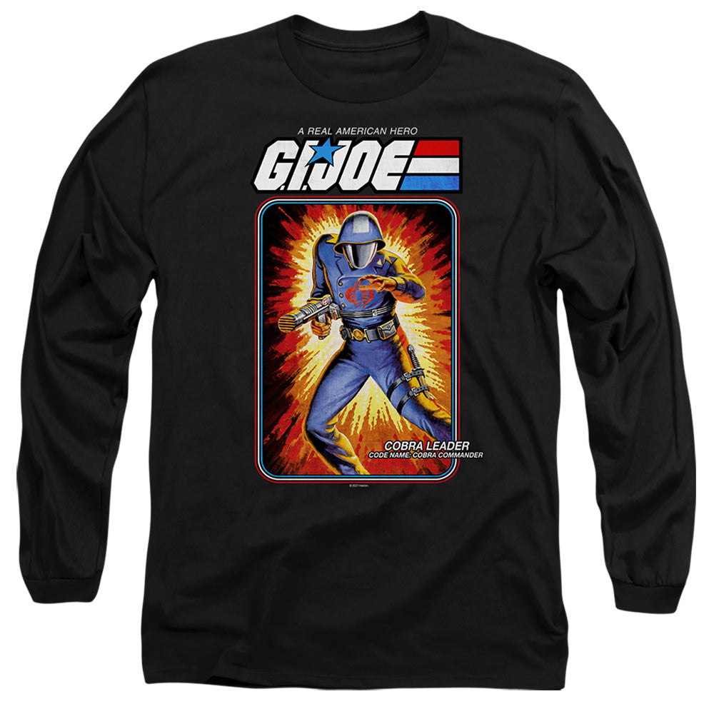 AN OFFCIALLY LICENSED G.I. JOE COBRA COMMANDER CARD MEN'S LONG SLEEVE T-SHIRT BLACK