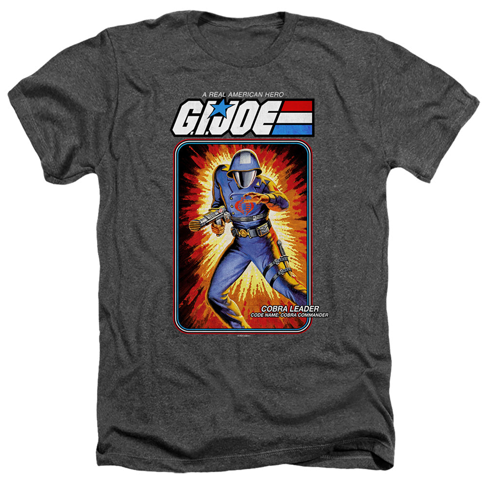 AN OFFCIALLY LICENSED G.I. JOE COBRA COMMANDER CARD MEN'S HEATHER T-SHIRT CHARCOAL