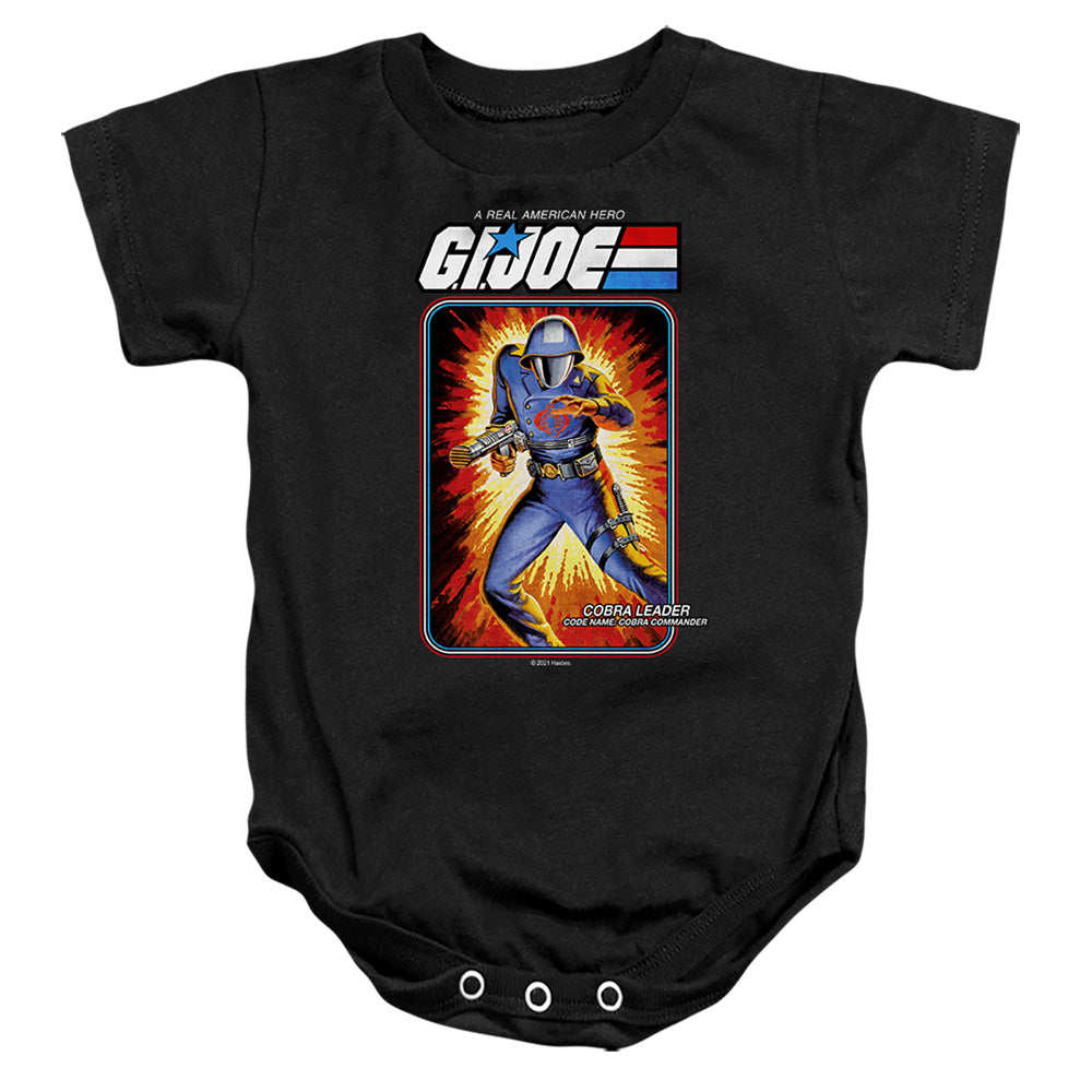 AN OFFCIALLY LICENSED G.I. JOE COBRA COMMANDER CARD BABY BODYSUIT BLACK