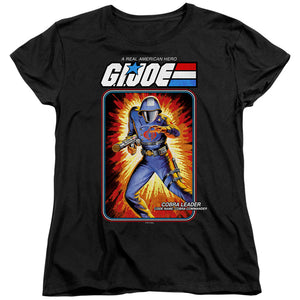 AN OFFCIALLY LICENSED G.I. JOE COBRA COMMANDER CARD WOMEN'S REGULAR FIT T-SHIRT BLACK