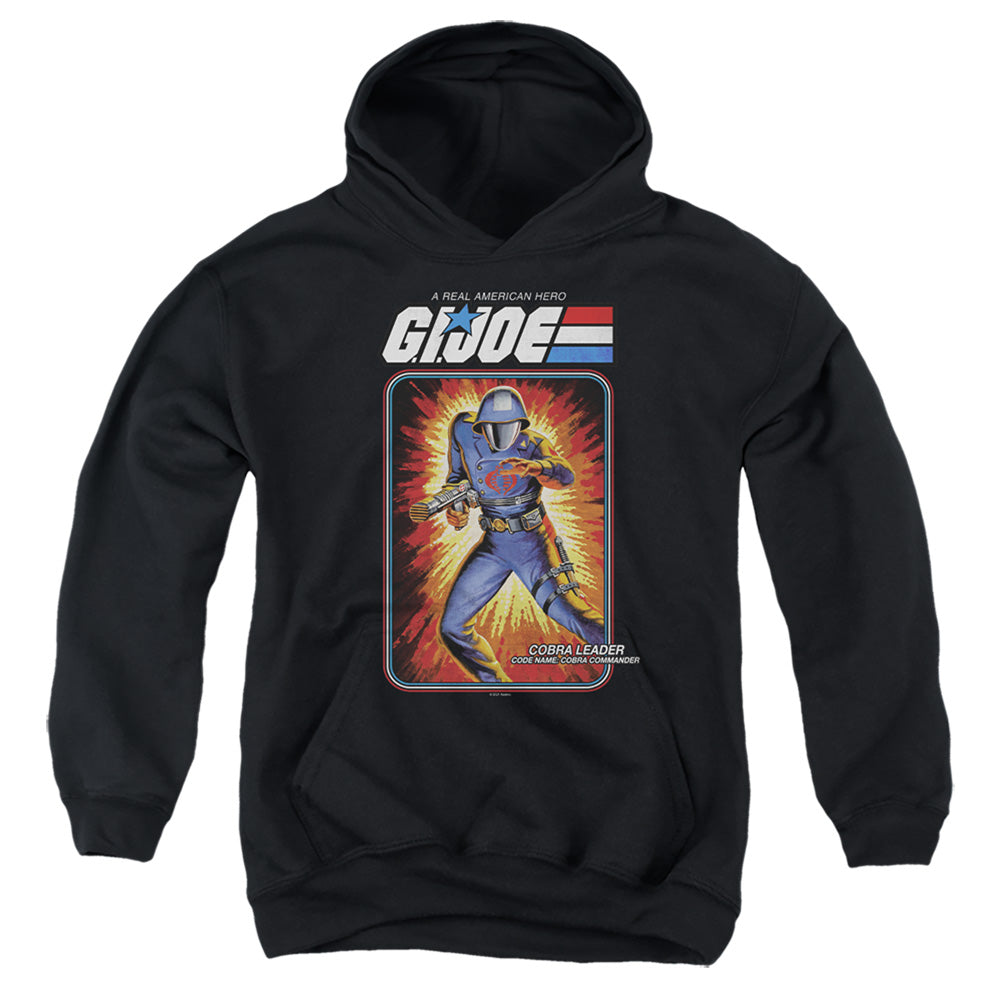 AN OFFCIALLY LICENSED G.I. JOE COBRA COMMANDER CARD YOUTH HOODIE BLACK