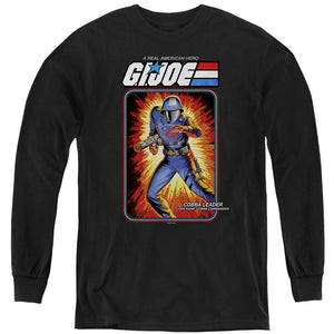 AN OFFCIALLY LICENSED G.I. JOE COBRA COMMANDER CARD YOUTH LONG SLEEVE T-SHIRT BLACK