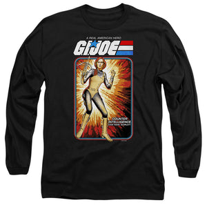 AN OFFCIALLY LICENSED G.I. JOE SCARLETT CARD MEN'S LONG SLEEVE T-SHIRT BLACK