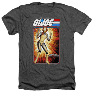 AN OFFCIALLY LICENSED G.I. JOE SCARLETT CARD MEN'S HEATHER T-SHIRT CHARCOAL