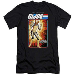 AN OFFCIALLY LICENSED G.I. JOE SCARLETT CARD MEN'S PREMIUM SLIM FIT T-SHIRT BLACK
