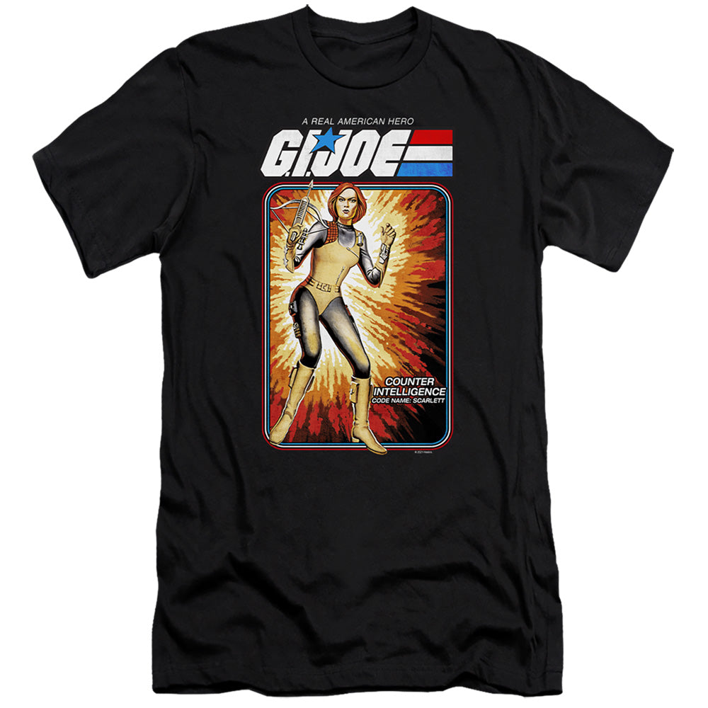 AN OFFCIALLY LICENSED G.I. JOE SCARLETT CARD MEN'S PREMIUM SLIM FIT T-SHIRT BLACK