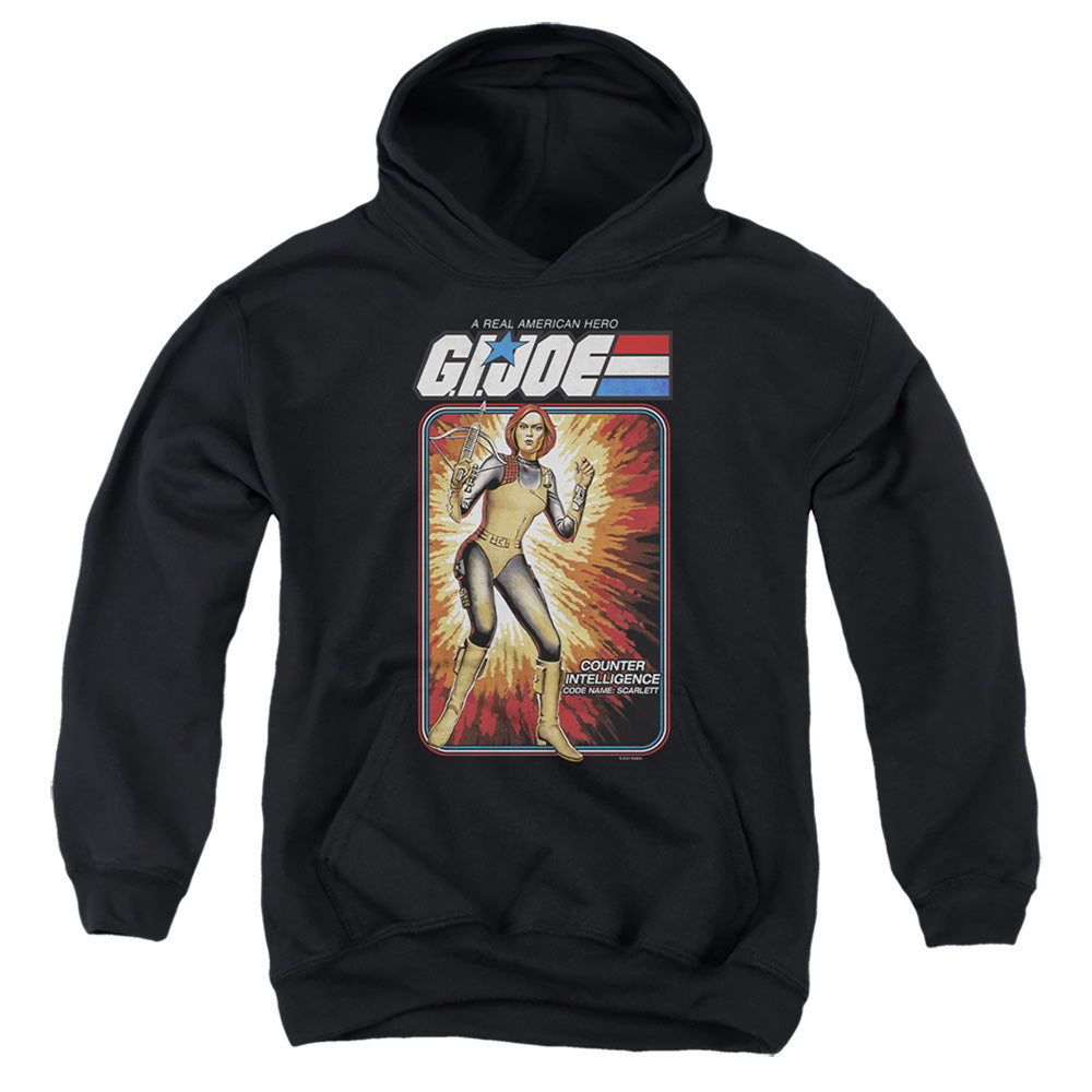 AN OFFCIALLY LICENSED G.I. JOE SCARLETT CARD YOUTH HOODIE BLACK