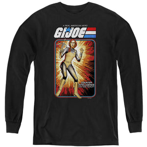 AN OFFCIALLY LICENSED G.I. JOE SCARLETT CARD YOUTH LONG SLEEVE T-SHIRT BLACK