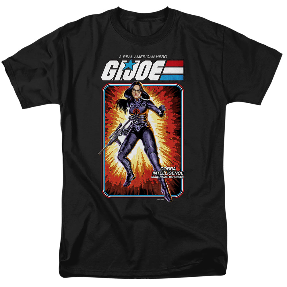 AN OFFCIALLY LICENSED G.I. JOE BARONESS CARD MEN'S REGULAR FIT T-SHIRT BLACK