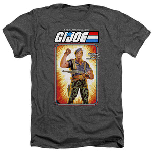 AN OFFCIALLY LICENSED G.I. JOE FLINT CARD MEN'S HEATHER T-SHIRT CHARCOAL