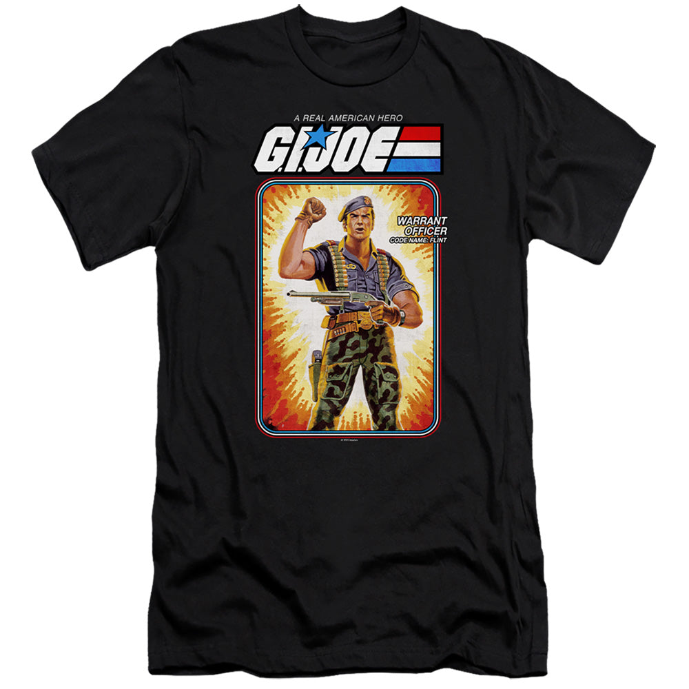 AN OFFCIALLY LICENSED G.I. JOE FLINT CARD MEN'S PREMIUM SLIM FIT T-SHIRT BLACK