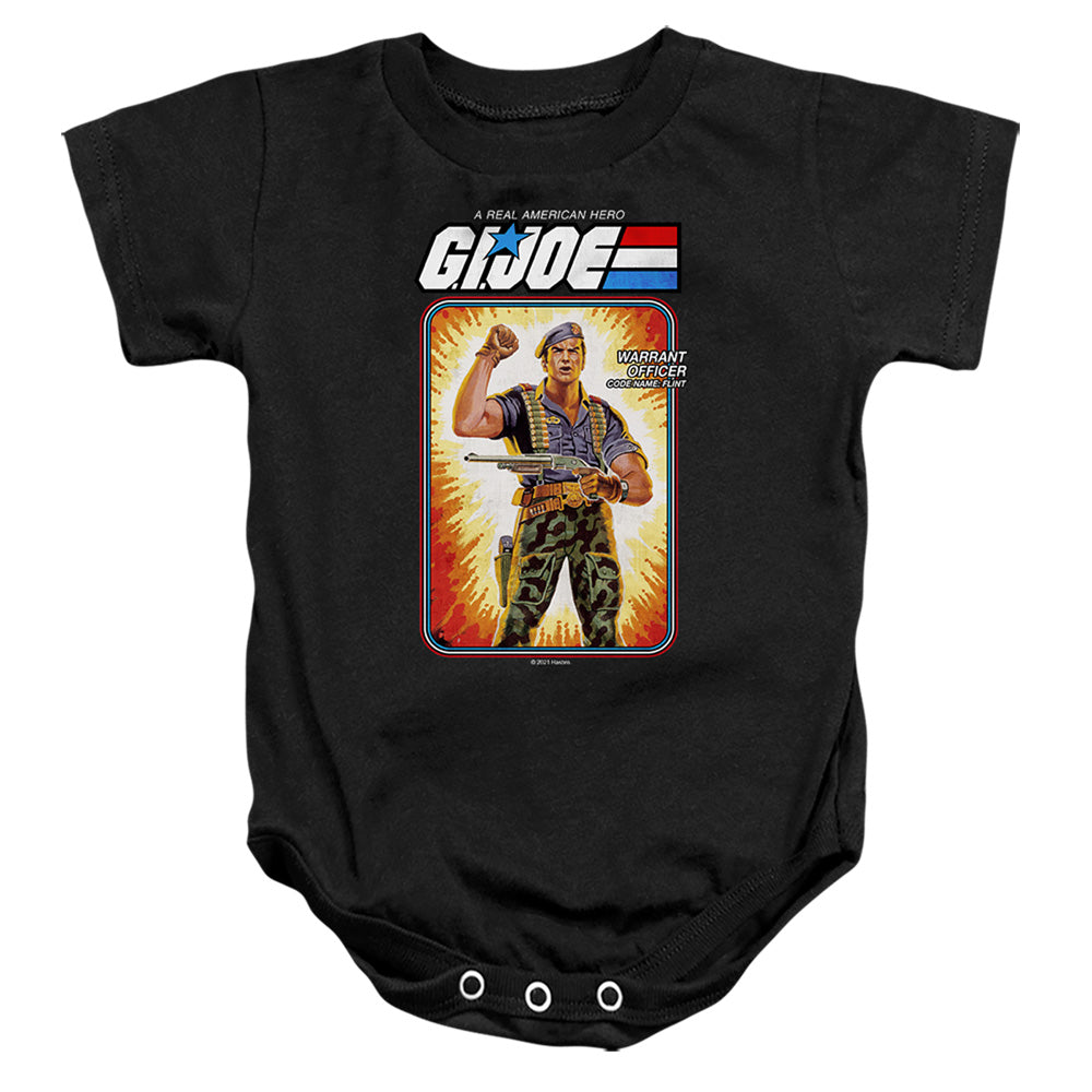 AN OFFCIALLY LICENSED G.I. JOE FLINT CARD BABY BODYSUIT BLACK