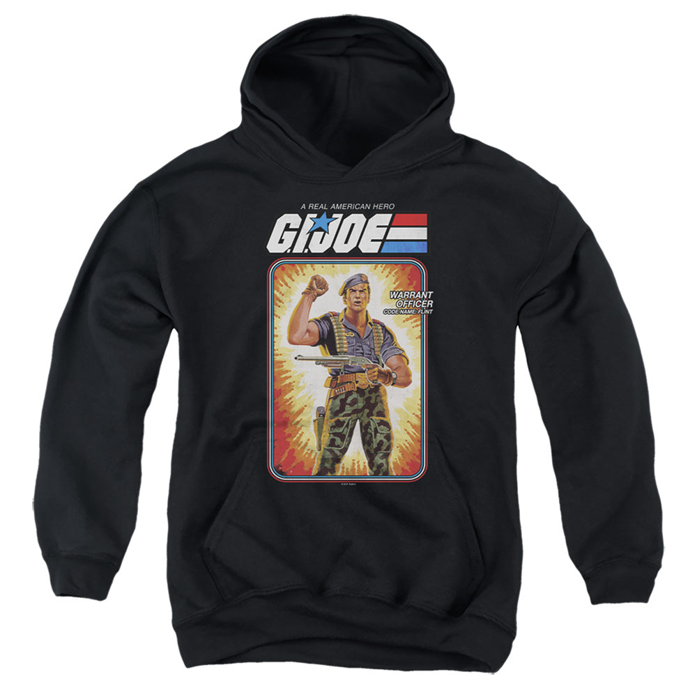 AN OFFCIALLY LICENSED G.I. JOE FLINT CARD YOUTH HOODIE BLACK