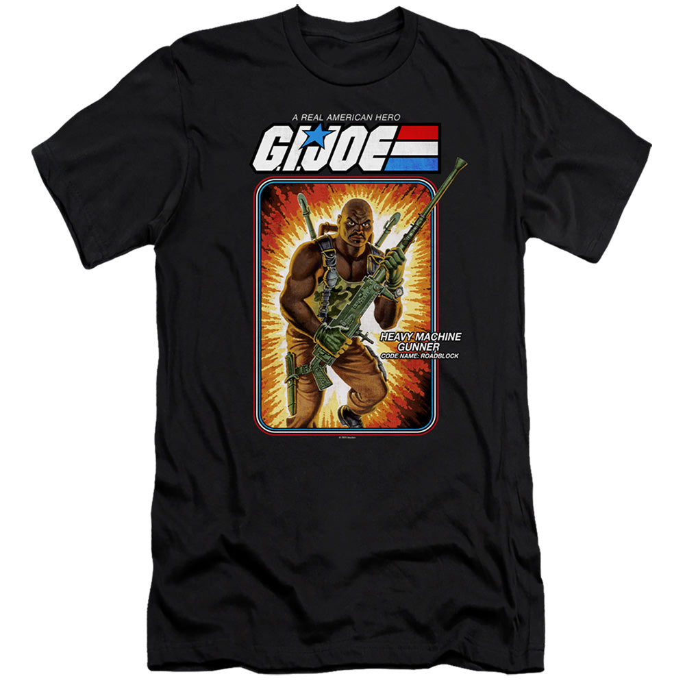 AN OFFCIALLY LICENSED G.I. JOE ROADBLOCK CARD MEN'S PREMIUM SLIM FIT T-SHIRT BLACK