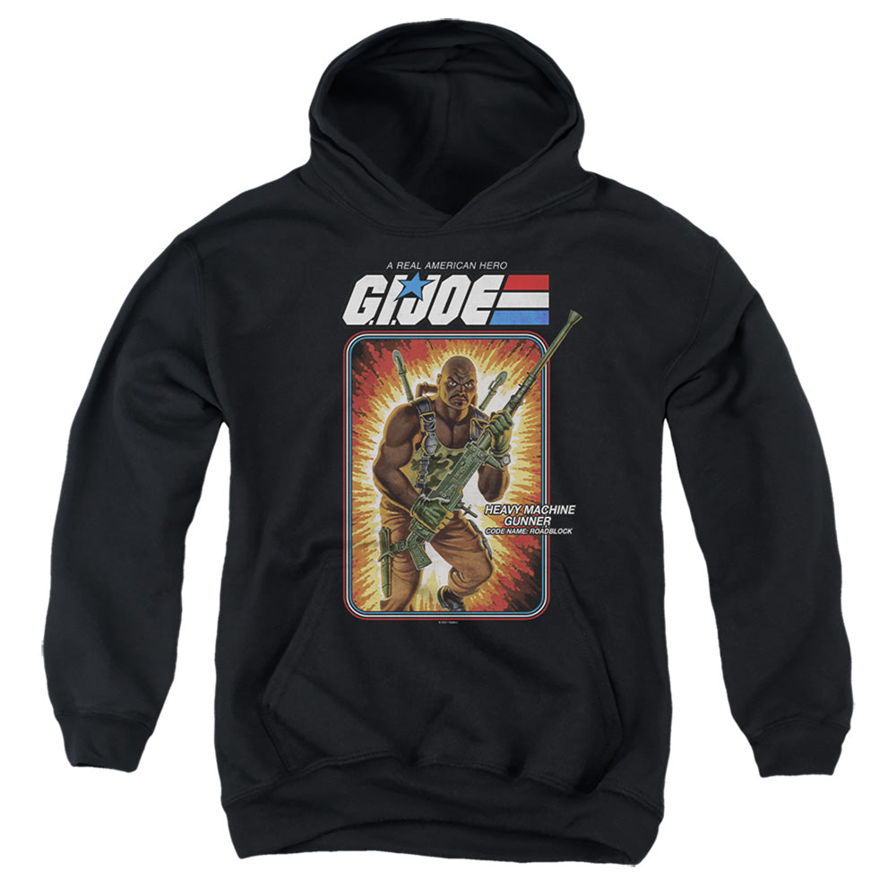 AN OFFCIALLY LICENSED G.I. JOE ROADBLOCK CARD YOUTH HOODIE BLACK