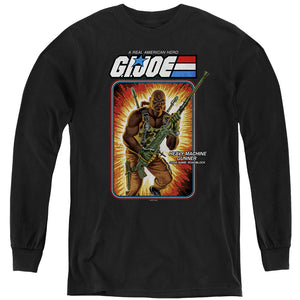 AN OFFCIALLY LICENSED G.I. JOE ROADBLOCK CARD YOUTH LONG SLEEVE T-SHIRT BLACK