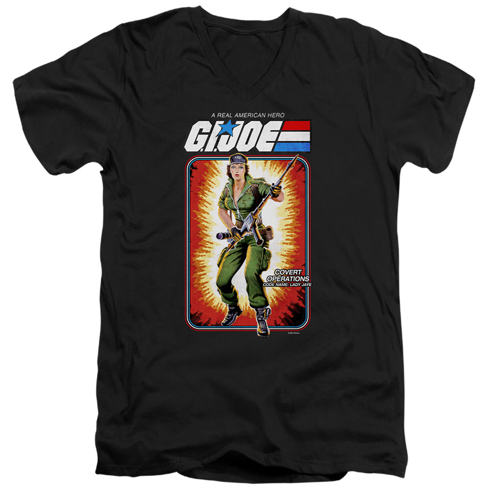 AN OFFCIALLY LICENSED G.I. JOE LADY JAYE CARD MEN'S V-NECK T-SHIRT BLACK