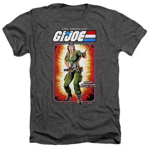 AN OFFCIALLY LICENSED G.I. JOE LADY JAYE CARD MEN'S HEATHER T-SHIRT CHARCOAL