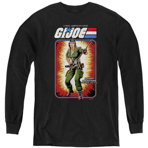 AN OFFCIALLY LICENSED G.I. JOE LADY JAYE CARD YOUTH LONG SLEEVE T-SHIRT BLACK