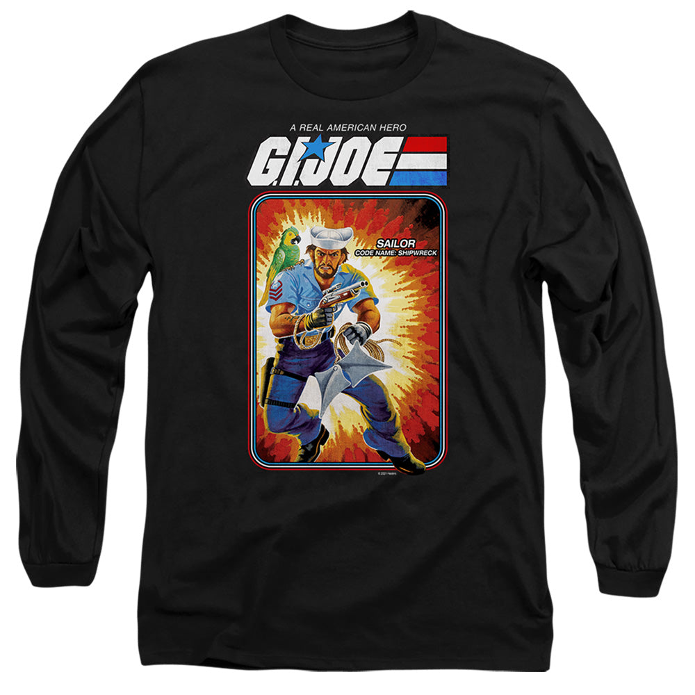 AN OFFCIALLY LICENSED G.I. JOE SHIPWRECK CARD MEN'S LONG SLEEVE T-SHIRT BLACK